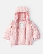 Baby Packable Hooded Puffer Jacket - Pink, image 3 of 5 slides