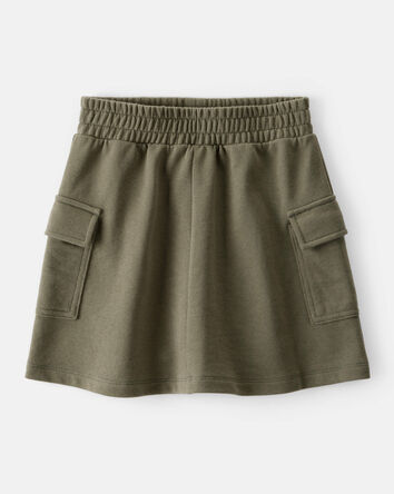 Girls French Terry Cargo Skirt - Green, 