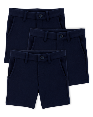 Toddler 3-Pack Ponte Knit Uniform Shorts - Navy, 