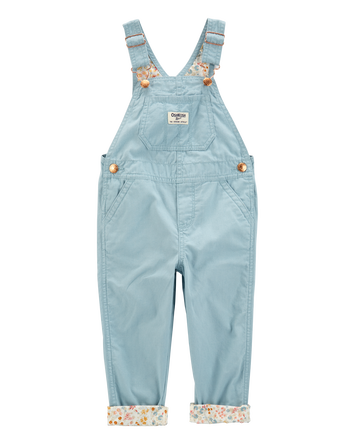Toddler Floral Canvas Overalls - Blue, 
