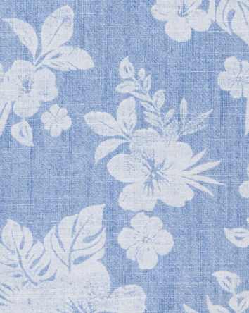 Boys Tropical Print Button-Front Shirt - Blue, 