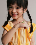 Toddler Girl Ruffle Sleeve Romper in Stripes - Yellow, image 4 of 6 slides