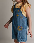 Toddler Embroidered Shortall with Pockets in Chambray, image 3 of 7 slides
