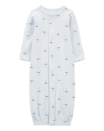 Baby Boy Preemie Sailboat Sleeper Gown, 