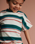Toddler Dolman Tee in Stripes - Green/Cream, image 3 of 6 slides