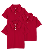 Toddler 3-Pack Active Uniform Polo Shirts in Moisture Wicking BeCool&trade; Fabric - Red, image 1 of 3 slides
