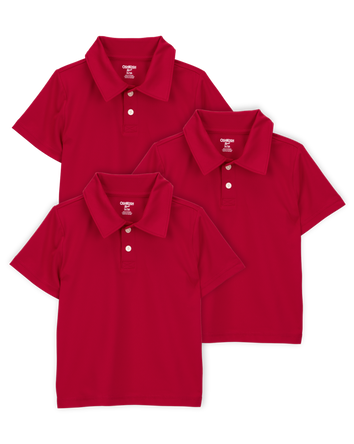 Toddler 3-Pack Active Uniform Polo Shirts in Moisture Wicking BeCool&trade; Fabric - Red, 