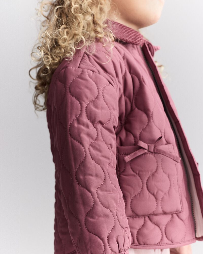 Toddler Girl Quilted Barn Jacket - Burgundy, image 4 of 7 slides