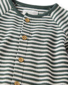 Baby Organic Cotton Waffle Knit Jumpsuit in Stripes, image 2 of 4 slides