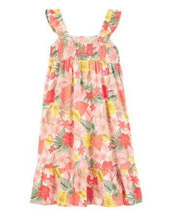 Kid Floral Smocked Midi Dress, 