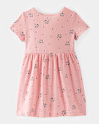 Toddler Girl Dog Print Short-Sleeve Knit Dress - Pink, image 2 of 4 slides