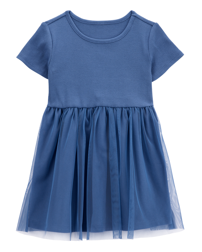 Toddler Solid Short-Sleeve Dress - Navy, image 1 of 4 slides
