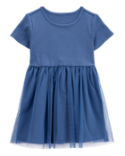 Toddler Solid Short-Sleeve Dress - Navy, image 1 of 4 slides