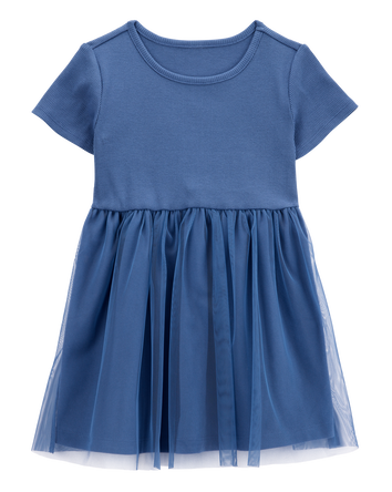 Toddler Solid Short-Sleeve Dress - Navy, 