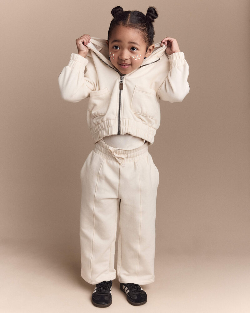 Toddler Girl Zip-Up Hoodie - Cream, image 5 of 7 slides