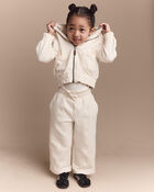 Toddler Girl Zip-Up Hoodie - Cream, image 5 of 7 slides