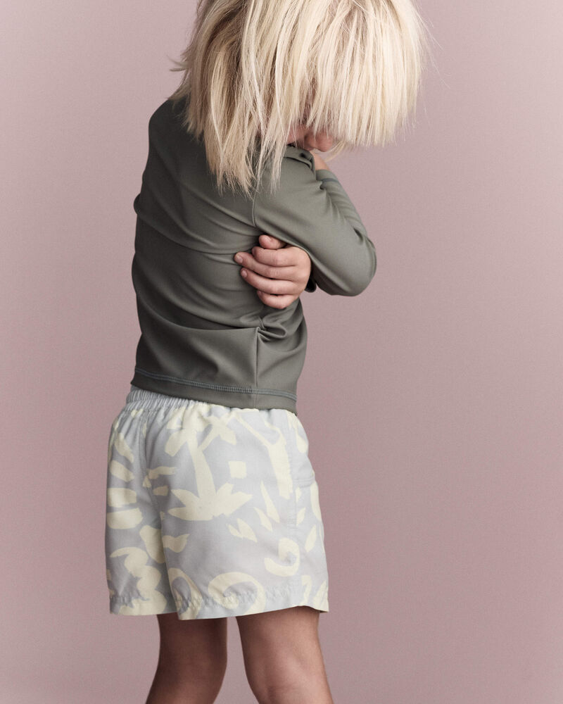 Toddler Boy Tropical Swim Trunks - Light Blue, image 4 of 7 slides