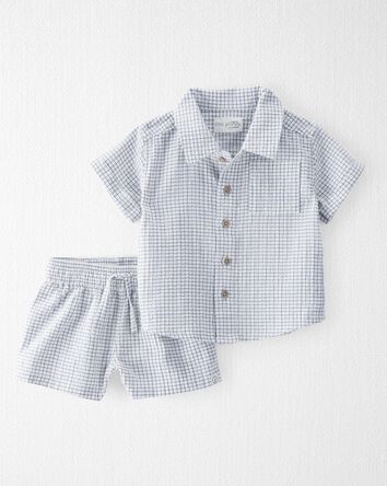 Baby 2-Piece Organic Cotton Gauze Checkered Set, 