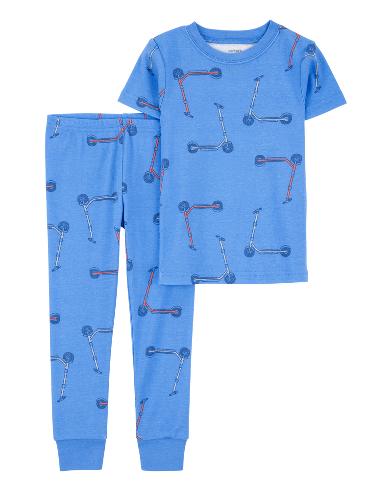 Toddler 4-Piece Snug Fit 100% Cotton Pajamas - Green/Blue, image 4 of 5 slides
