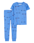 Toddler 4-Piece Snug Fit 100% Cotton Pajamas - Green/Blue, image 4 of 5 slides