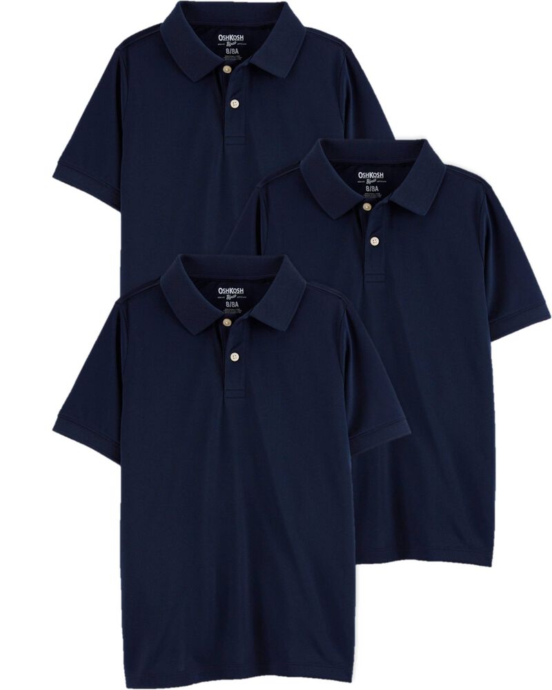 Kid 3-Pack Pique Cotton Uniform Polos, image 1 of 3 slides