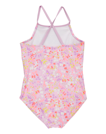 Girls 2-Piece Printed 1-Piece Swimsuit & Short Set, 