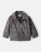 Baby Boy Plaid Long-Sleeve Zip-Up Fashion Jacket - Grey, image 1 of 3 slides