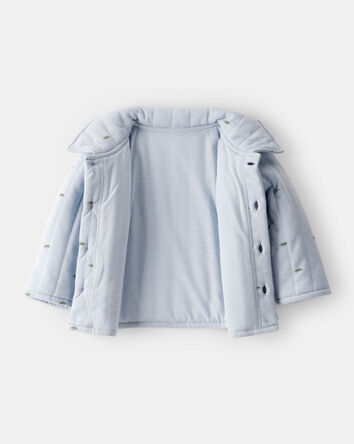 Baby Boy Dinosaur Quilted Cardigan - Blue, 