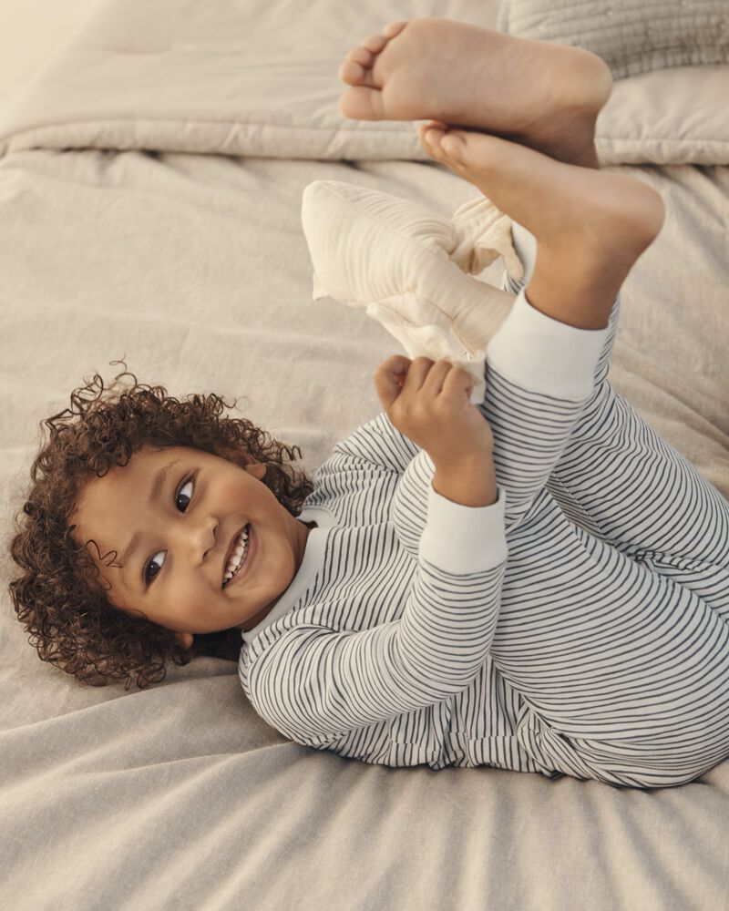 Toddler Organic Cotton Pajamas Set in Stripes, image 4 of 5 slides