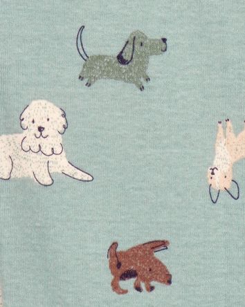 Toddler Boy 1-Piece Dog Print 100% Snug Fit Cotton Footie Pajamas - Blue, 