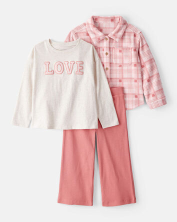 Toddler Girl 3-Piece Long-Sleeve Layering Set - Pink, 