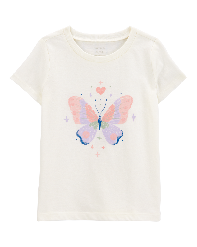 Toddler Girl Butterfly Short-Sleeve Graphic Tee - White, image 1 of 3 slides
