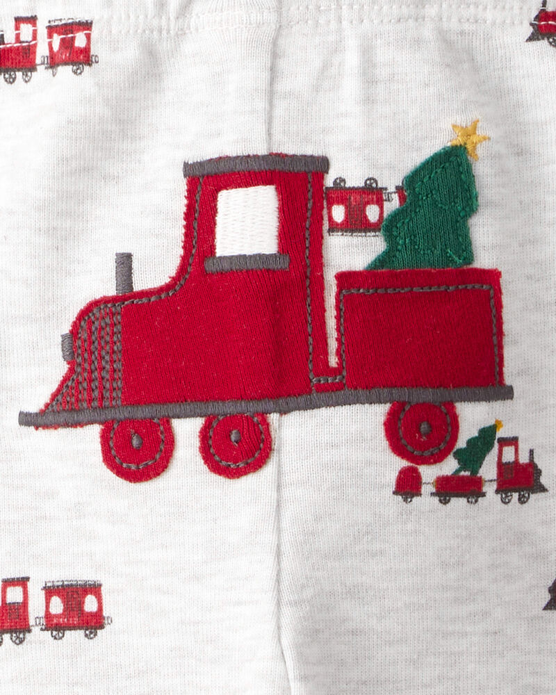 Baby Boy 3-Piece Train Print Long-Sleeve Bodysuits & Pant Set - Red/White, image 5 of 7 slides