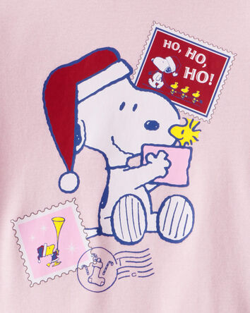 Toddler Girl Peanuts Snoopy Print 100% Cotton Long-Sleeve Snug Fit 2-Piece Pajamas - Pink, 