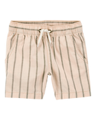 Toddler 2-Piece Striped Button-Down Shirt & Drawstring Shorts Set - Khaki, image 5 of 10 slides