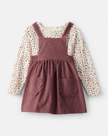 Toddler Girl 2-Piece Floral Corduroy Jumper - Brown, 