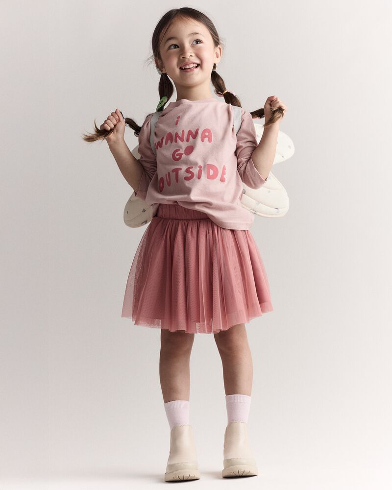 Toddler Girl 'I Wanna Go Outside' Long-Sleeve Relaxed Graphic Tee - Light Pink, image 3 of 6 slides