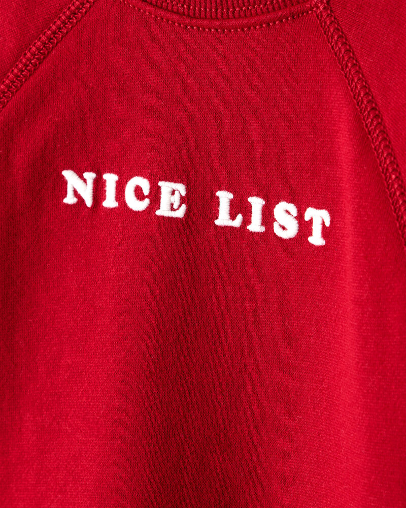Baby Boy DayDream Fleece Christmas Nice List Long-Sleeve Pullover Sweatshirt - Red, image 2 of 4 slides