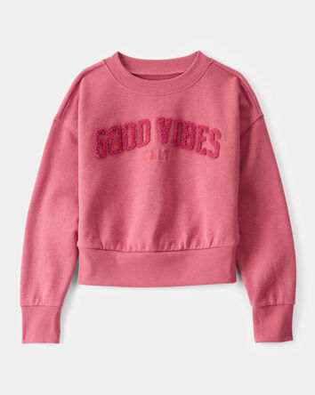 Kid Oversized "Good Vibes" Sweatshirt - Pink, 