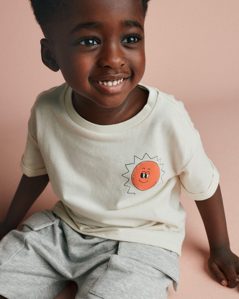 Toddler 'Funny Sunny' Rolled Cuff Tee - Cream, image 4 of 7 slides