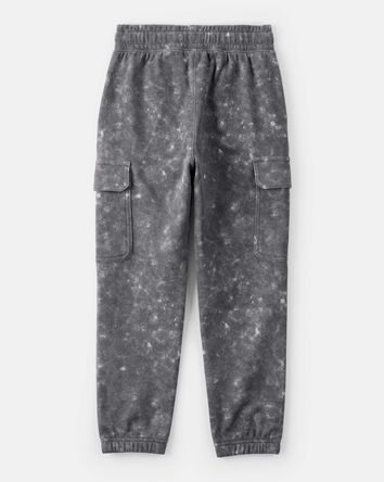 Boys Acid Wash Print French Terry Joggers - Grey, 