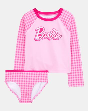 Girls Barbie&trade; 2-Piece Rashguard Swimsuit Set - Pink, 