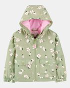 Toddler Girl Floral Print Windbreaker Jacket - Olive, image 1 of 3 slides