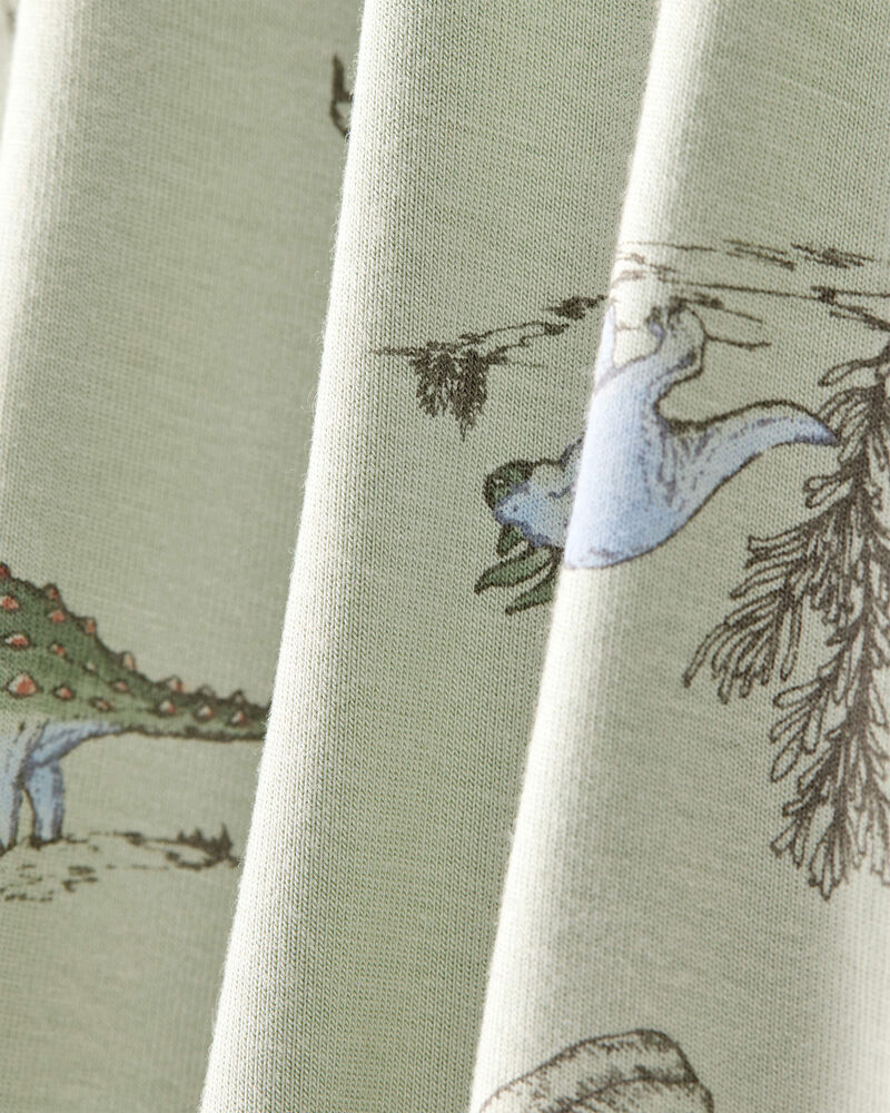 Baby Boy Dinosaur Print PurelySoft Long-Sleeve Sleep & Play Pajamas - Green, image 6 of 8 slides