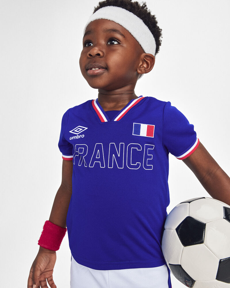 Kids 2-Piece Umbro France Soccer Jersey & Short Set - Blue/Red/White, image 3 of 12 slides