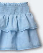Toddler Girl Smocked Tiered Skirt - Blue, image 6 of 6 slides