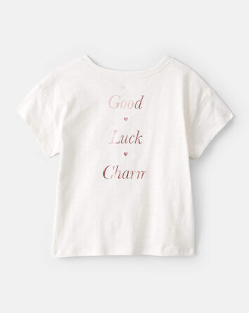 Girls Good Luck Charm Cotton Short-Sleeve Graphic Tee - White, 