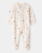 Baby Halloween 2-Way Zip Cotton Sleep & Play Pajamas - Ivory, image 1 of 3 slides