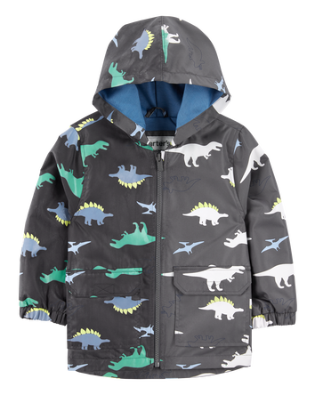 Baby Boy Dinosaur Color Changing Rain Jacket - Grey, 