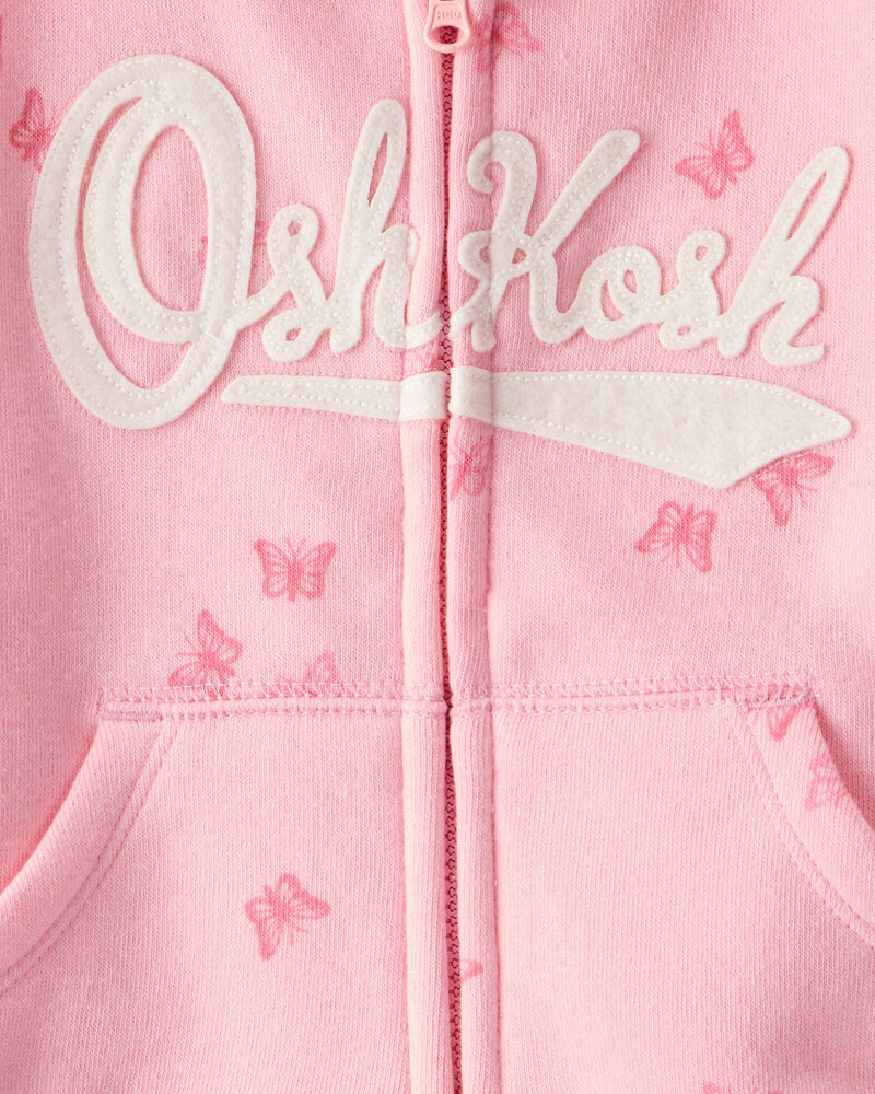Baby Girl 2-Piece DayDream Fleece Butterfly Print Hooded Zip-Up Jacket & Joggers Set - Pink, image 3 of 7 slides